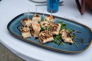 salmon filled wraps as appetizer