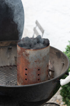 BBQ ignitor filled with coals