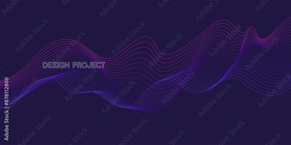 Poster wavy, wriggling lines on a dark background. abstract background with amorphous shapes. a template fo