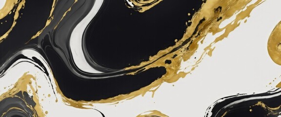Gold abstract Gray and Black marble background white fluid wall. Abstract liquid gold black brush oil modern painting