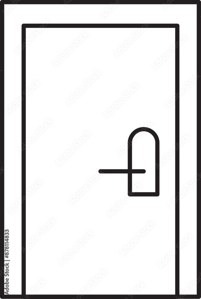 Wall mural line art illustration of door icon.