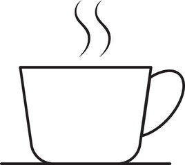 Hot Coffee or Tea Cup Icon in Line Art.