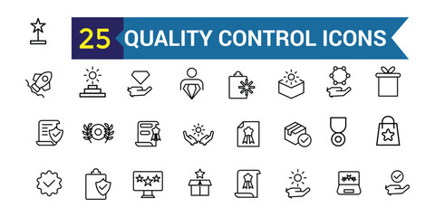 Quality control line icons set. Outline icon collection. Editable vector stroke.