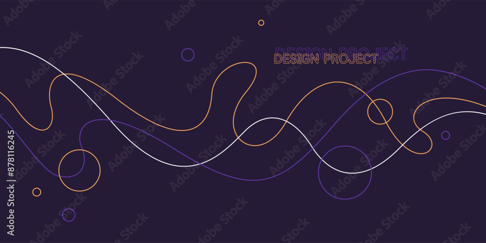 Poster wavy, wriggling lines on a dark background. abstract background with amorphous shapes. a template fo