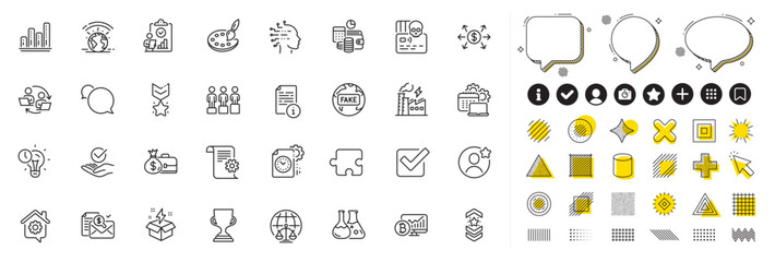 Set of Checkbox, Magistrates court and Inspect line icons for web app. Design elements, Social media icons. Puzzle, Software, Electricity factory icons. Vector