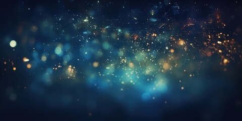 Naklejka premium Abstract Blue and Gold Bokeh Background, Bokeh Lights,Abstract Blurry Lights