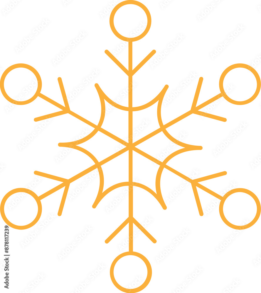 Canvas Prints isolated snowflake yellow thin linear icon.