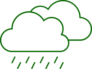 Rainy Cloud Thin Line Art Icon.