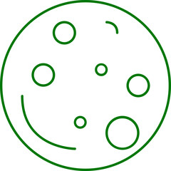 Green Stroke Illustration Of Moon Icon.