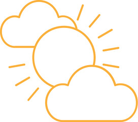 Sun Hide In Clouds Stroke Icon.