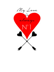 slogan print design heart with arrow 