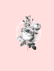 rose design print on pink base 