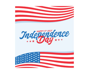 Celebration of American Independence Day 4th of July. Waving the US flag. Independence Day USA concept. Flat vector illustration.
