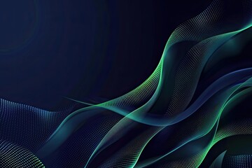 Blue and green glowing particle wave abstract background