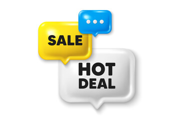 Discount speech bubble offer 3d icon. Hot deal tag. Special offer price sign. Advertising discounts symbol. Hot deal discount offer. Speech bubble sale banner. Discount balloon. Vector