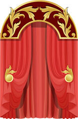 Luxury red curtains in victorian style