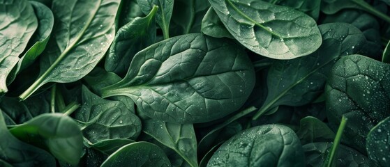 Obraz premium Macro Photography of Spinach Texture