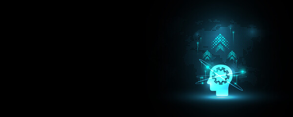 Technology background. Brain concept. Human thinking mechanism.