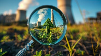 Modern power plant generating electricity with sustainable green strategies to reduce CO2 emissions. Clean energy initiatives and renewable resources for a greener future.