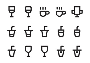 Drink lines icons set on white background