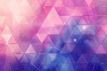 Pink and purple geometric shapes with glowing white dots background