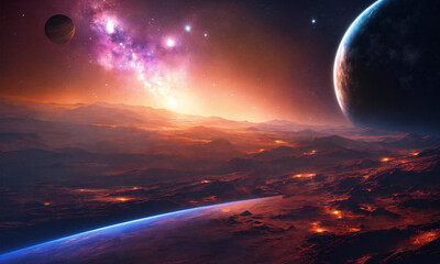 galaxy with planets and space objects