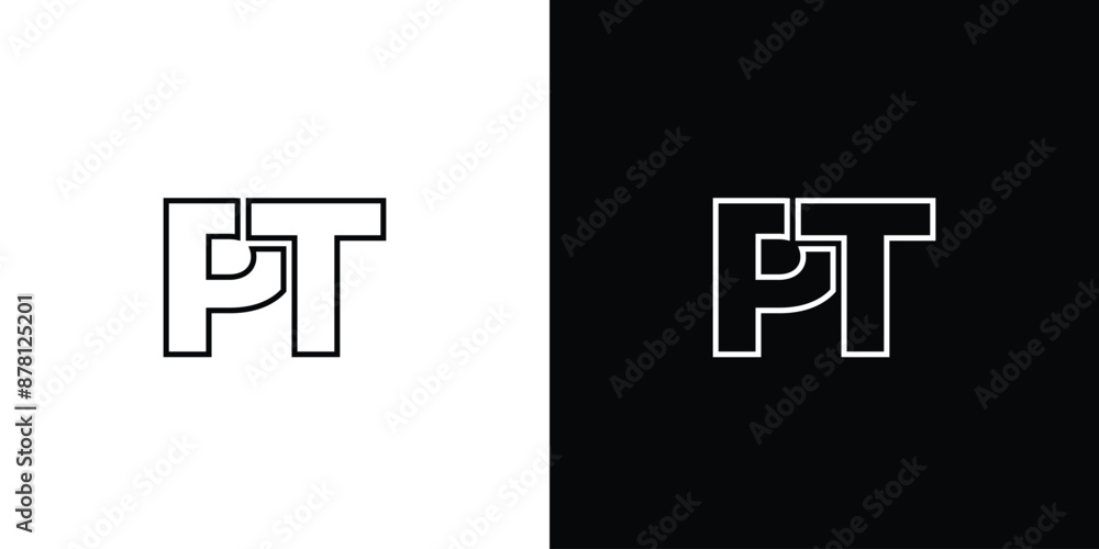Poster letter p and t, pt logo design template. minimal monogram initial based logotype.