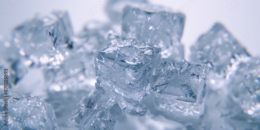 Poster a pile of ice cubes sits on a table, ready for use in a variety of applications