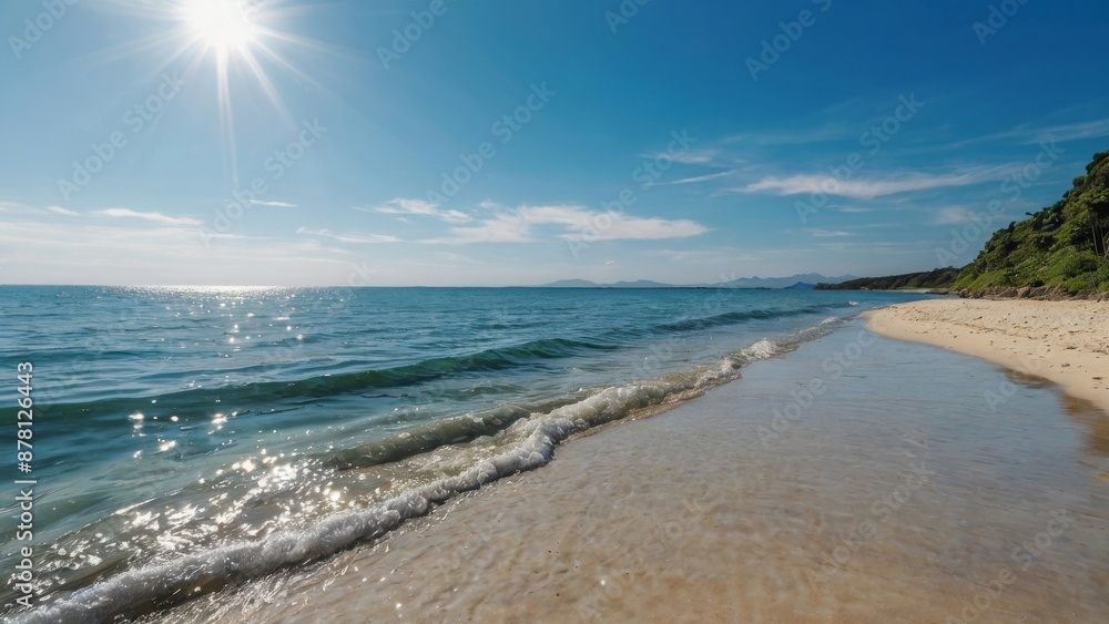 Wall mural Beach and sea in the morning. Beautiful seascape