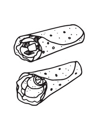 Burritos and Fajitas illustration on isolated white color