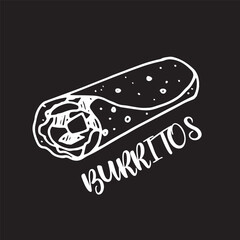 Burrito illustration on isolated black