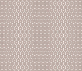 Honeycomb mosaic hexagons background. Grayish brown color on matching background. Bold rounded stacked hexagons mosaic pattern. Hexagon geometric shapes. Seamless pattern.