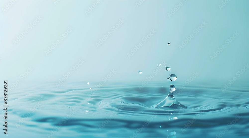 Poster water drop falling in water with empty background space, abstract banner for a clean and fresh conce
