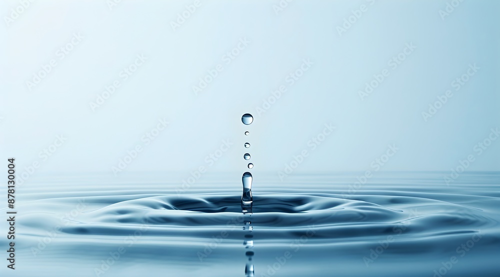 Poster water drop falling in water with empty background space, abstract banner for a clean and fresh conce
