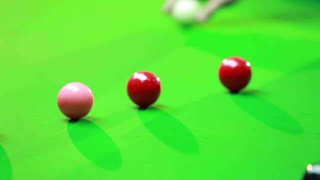 snooker closeup of aiming the cue ball