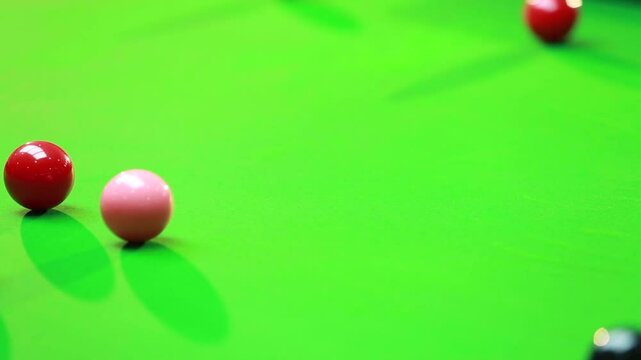Snooker balls on the table at snooker club