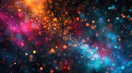 Fototapeta premium Vibrant particles burst against dark backdrop