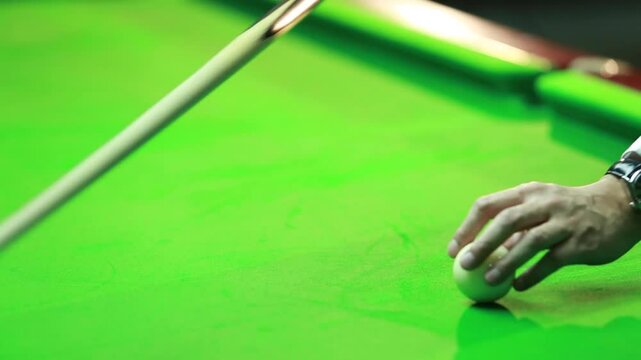 Snooker balls on the table at snooker club