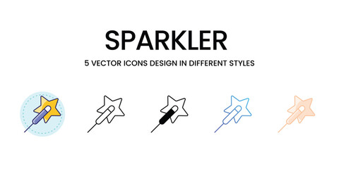 Sparkler icons vector set stock illustration 