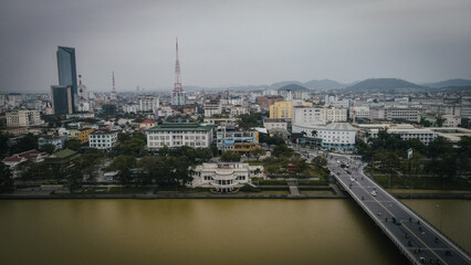 The aerial view of Hue in Vietnam