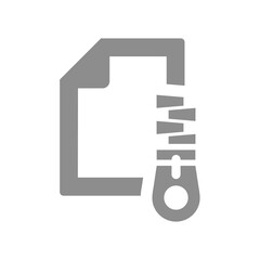 Zipped file vector icon. Zip archive document data  compression symbol.