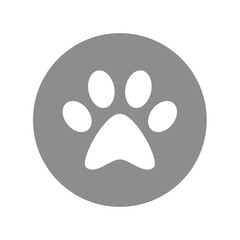 Fototapeta premium Paw pet print vector icon. Dog footprint in circle symbol.