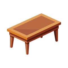 Illustration of Wooden Coffee Table Isolated