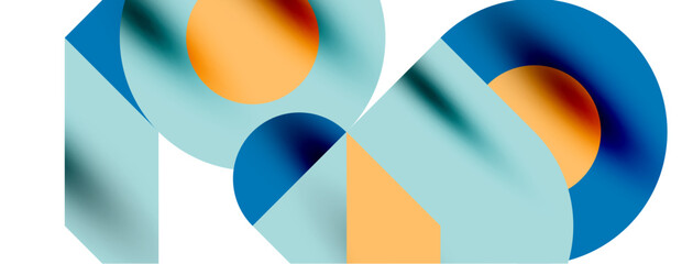 Obraz premium Metal color circles with shadows and other geometric elements composition for wallpaper, banner, background or landing