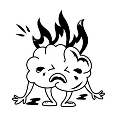 A burning head icon designed in sketchy style 