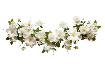 Obraz premium Vintage watercolor magnolia flower border, white floral bouquet clipart PNG, romantic botanical wedding invitation design isolated on Transparent Background