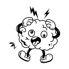 A nervous brain sketchy style icon 