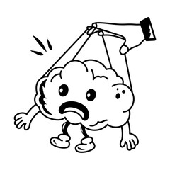 A hand drawn doodle mascot of manipulative mind 