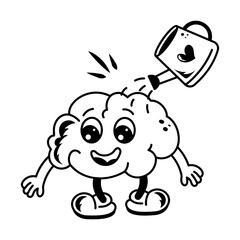Mental care concept icon in doodle style 
