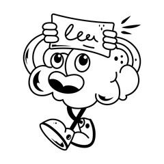 A hand drawn icon of worried brain 